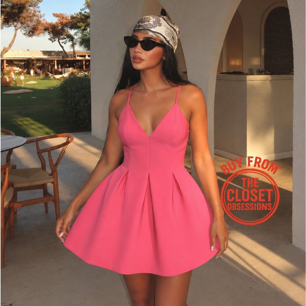 ZARA Pink Fuchsia Mini Dress NWT Fit Flare A Line Party Graduation Dress XL - Picture 8 of 16